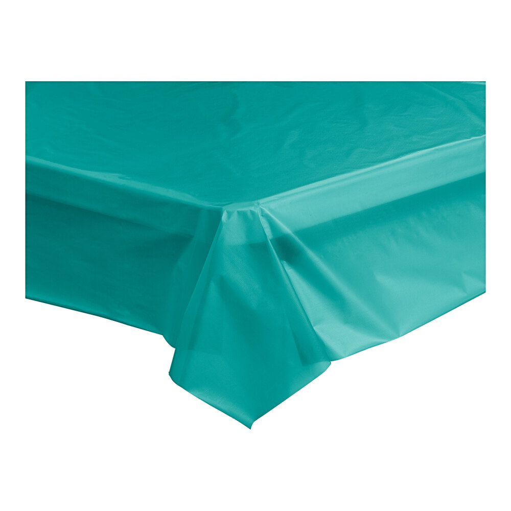 Choice 54" x 108" Teal Plastic Table Cover 12/Case