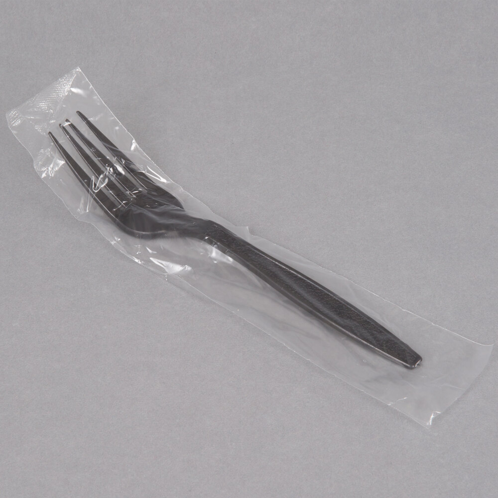 Visions Individually Wrapped Black Heavy Weight Plastic Fork 1000/Case