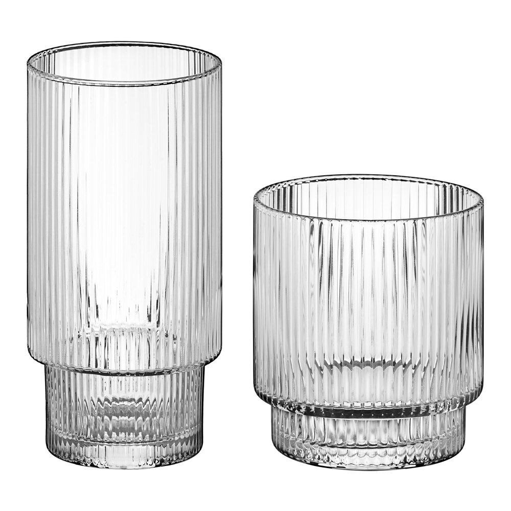 Acopa Lore Rocks / Old Fashioned and Highball Glass Set - 24/Case - Clear