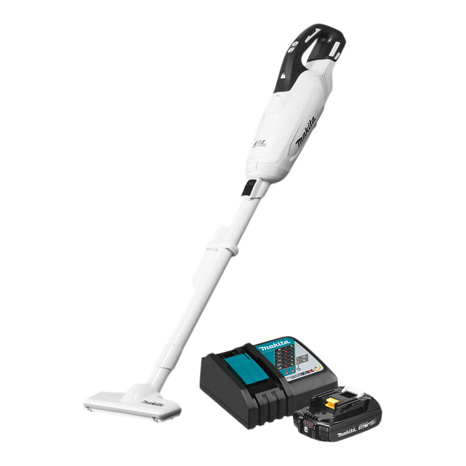 Makita 18V LXT XLC05R1WX4 Lithium-Ion 3-Speed Cordless Brushless Compact  Stick Vacuum Kit with Push Button and Dust Bag 2.0Ah