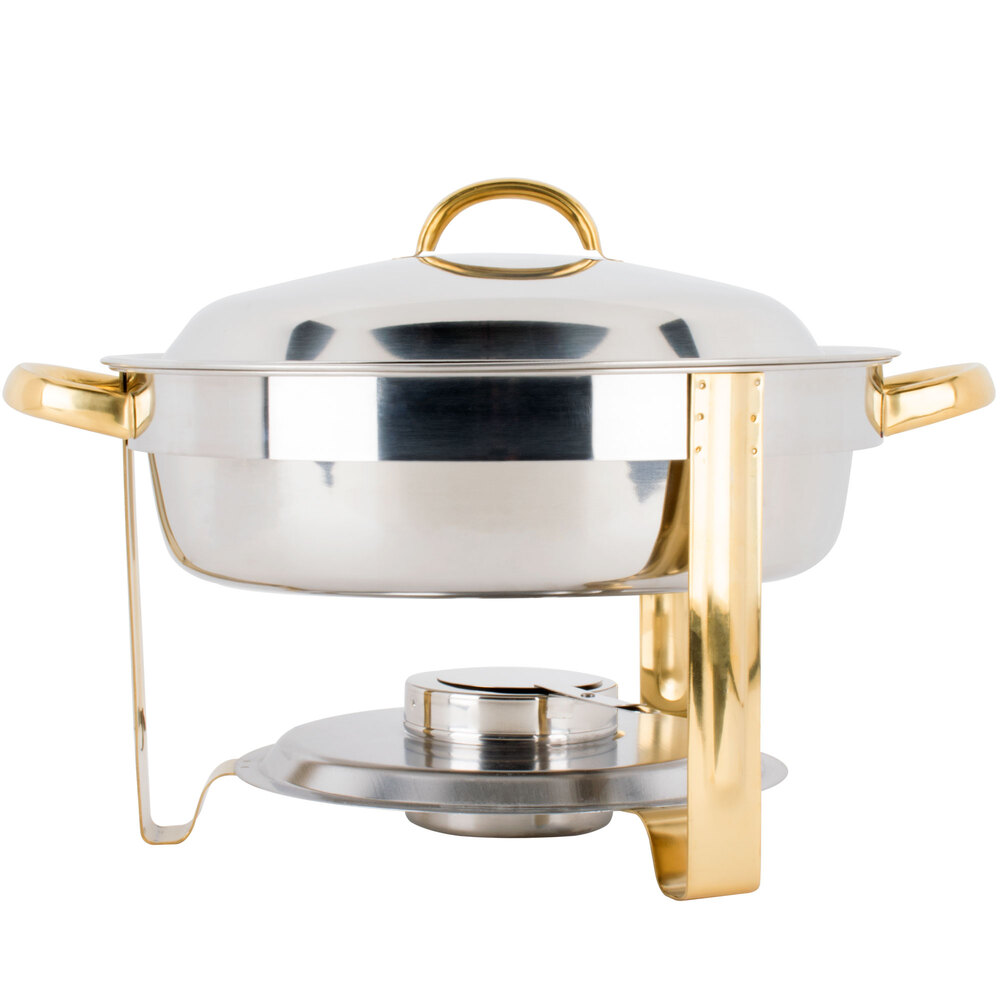 Choice 4 Qt. Round Chafer with Gold Accents staurantStore