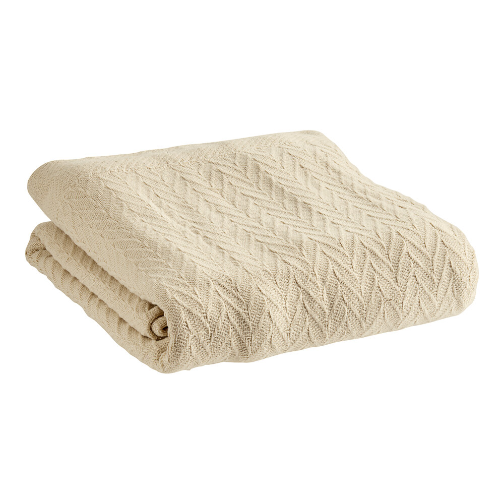 1888 Mills Magnificence 72 x 93 Twin XL Size Linen Thermal Herringbone  100% Cotton Blanket - 2/Case