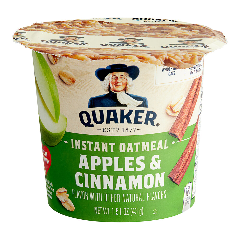 Quaker Apples and Cinnamon Instant Oatmeal Cup 1.51 oz. 24/Case