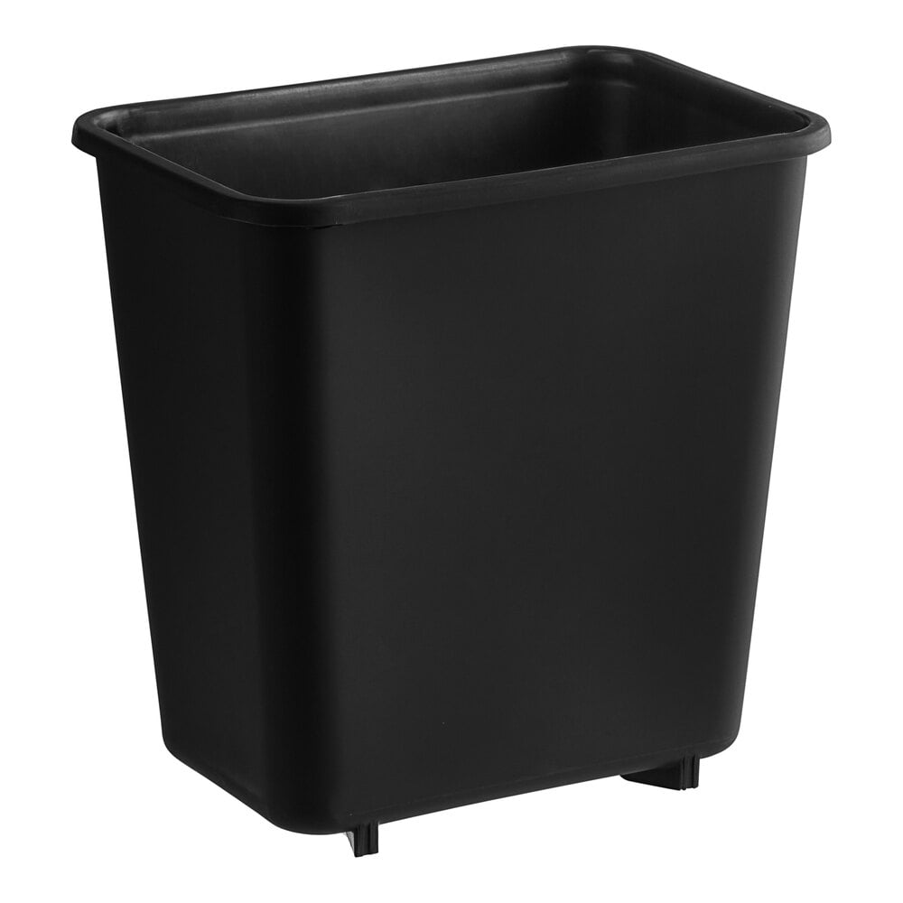 7 Qt. / 1.75 Gallon Black Rectangular Wastebasket / Trash Can