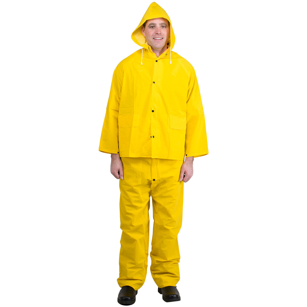 Condor 5T914 3 Piece Rainsuit W/Detach Hood,Yellow,Xl 