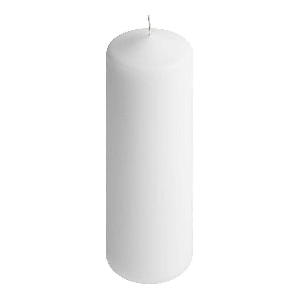 Hollowick 9" White Wax Pillar Candle 12/Case