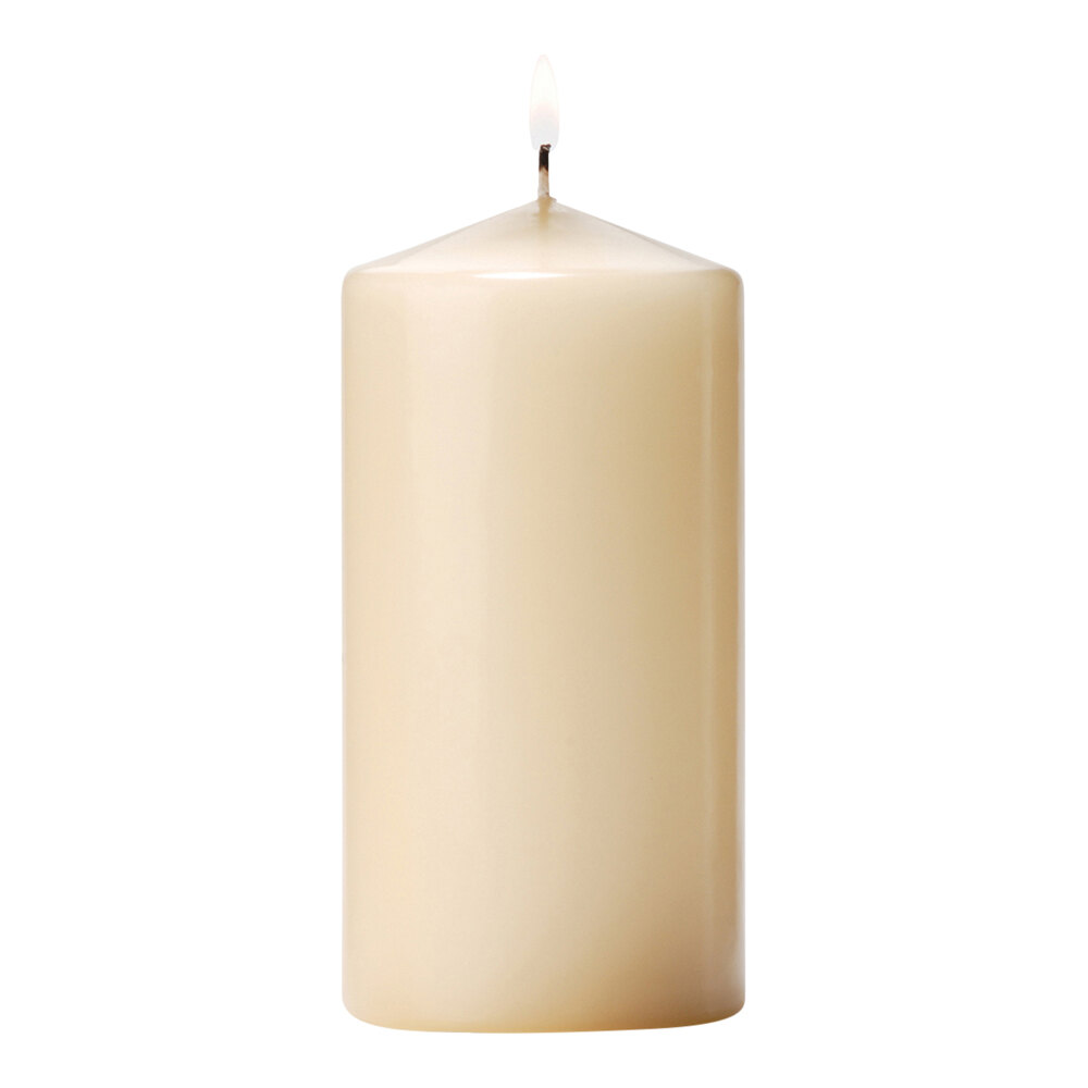 Hollowick 6" Ivory Wax Pillar Candle 12/Case