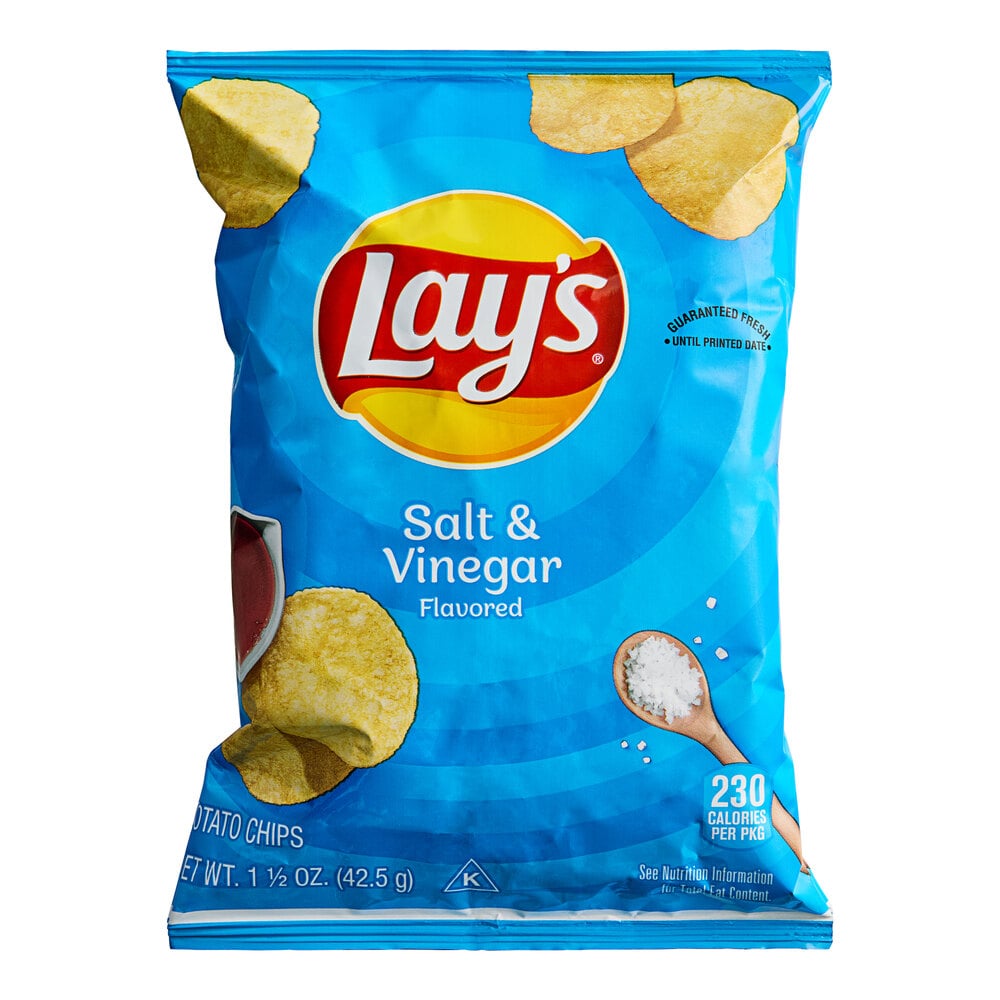 Lay's Salt & Vinegar Potato Chips 1.5 oz. - 64/Case
