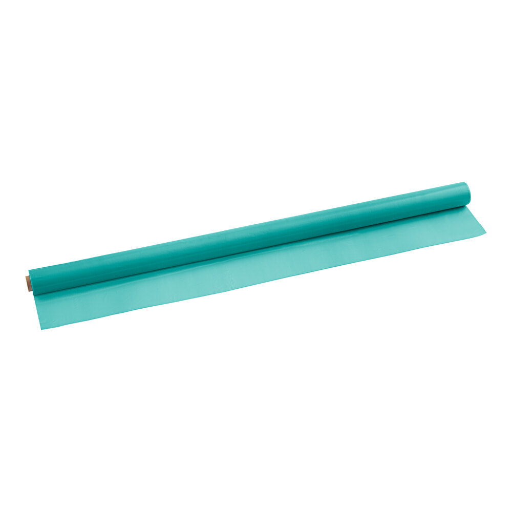 Choice 40" x 100' Teal Plastic Table Cover Roll 4/Case