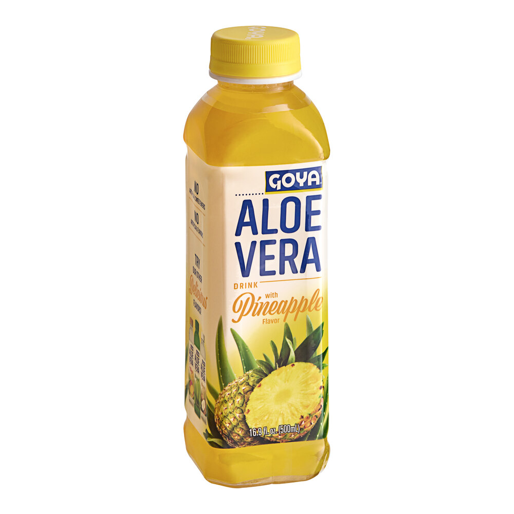 Image result for Goya Pineapple Aloe Vera Drink 16.9 fl. oz. - 12/Case