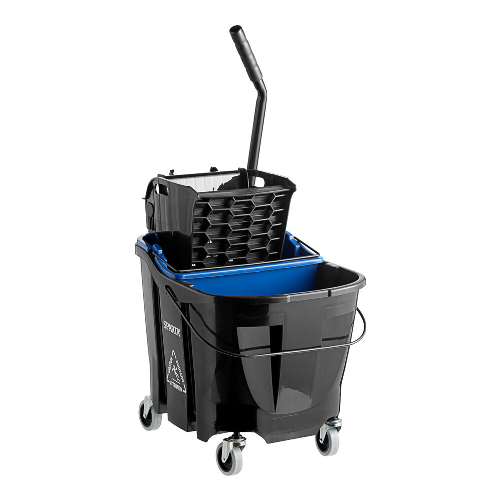 Carlisle OmniFit™ 9690403 35 Qt. Black Mop Bucket with Side Press