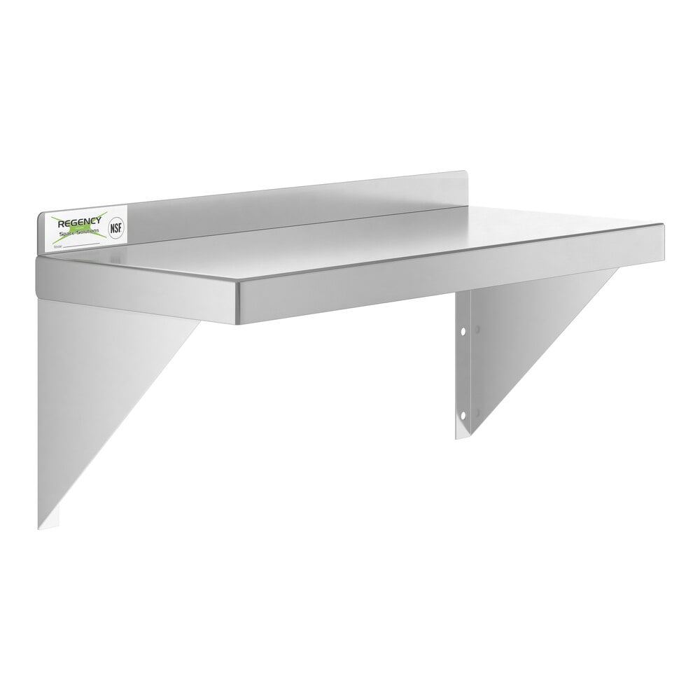 Regency 10 inch x 24 inch 18 Gauge Stainless Steel Solid Wall Shelf