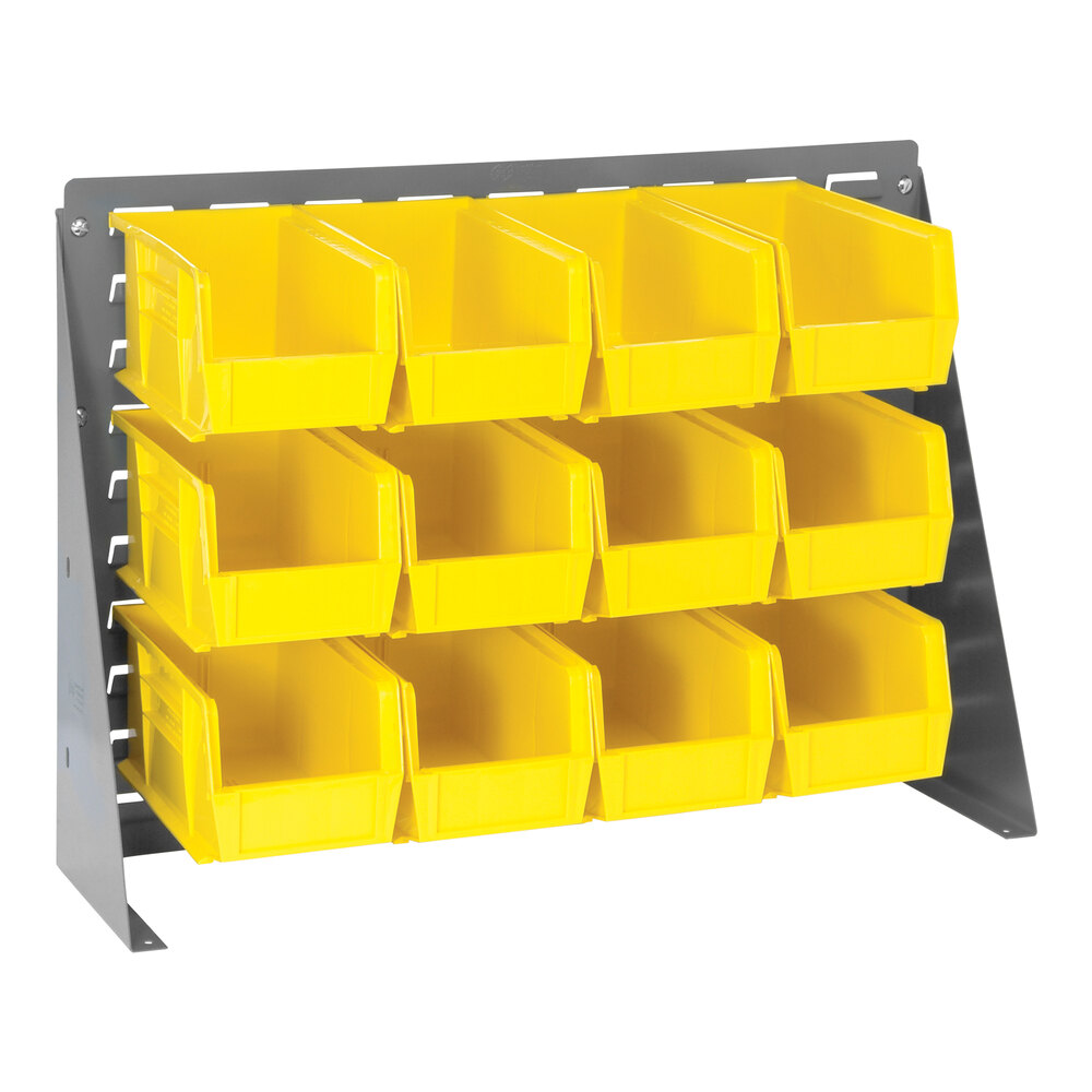 Quantum 27 3/4" x 21" Gray Steel Bench Rack with (12) 10 7/8" x 5 1/2