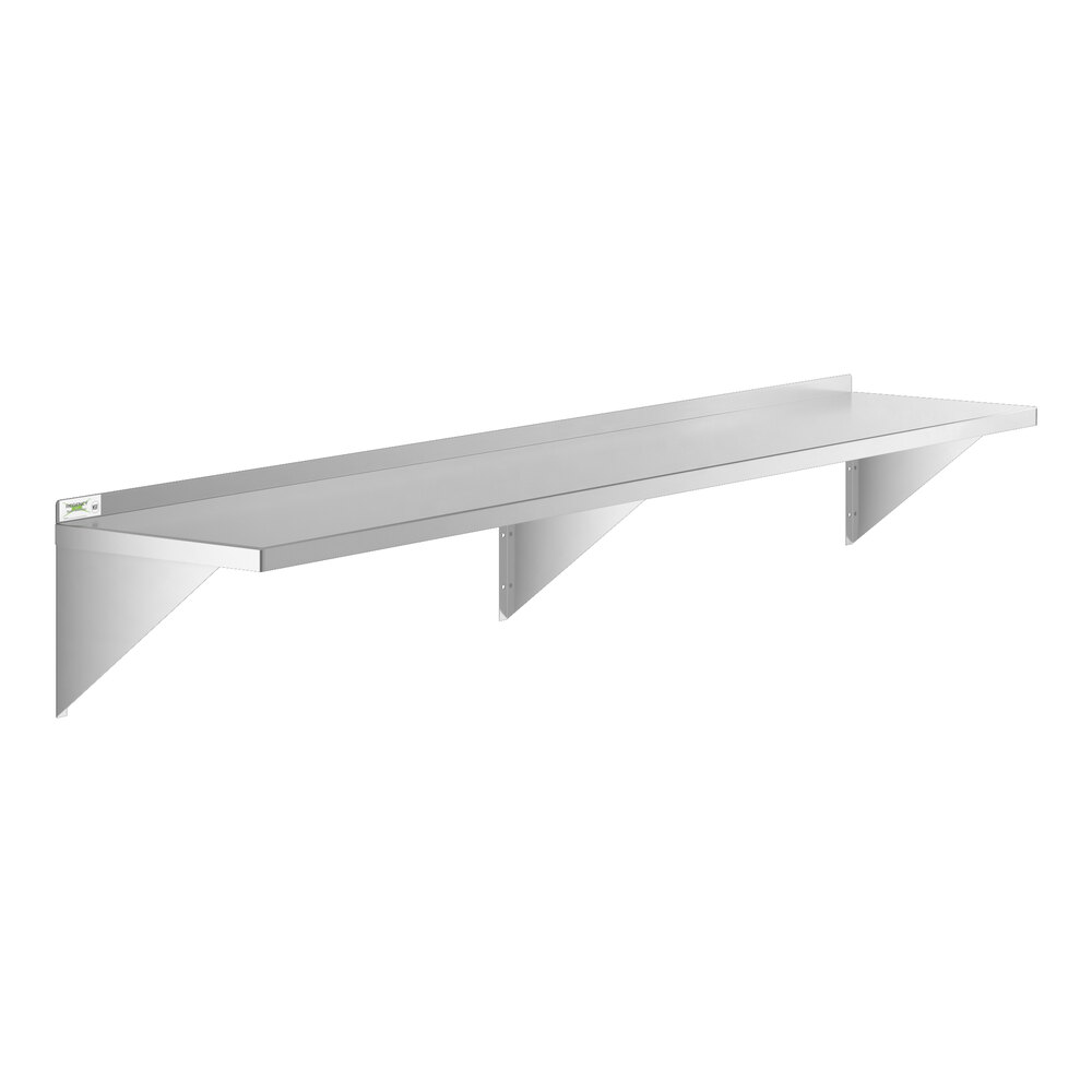 Regency 18 inch x 96 inch 18 Gauge Stainless Steel Solid Wall Shelf