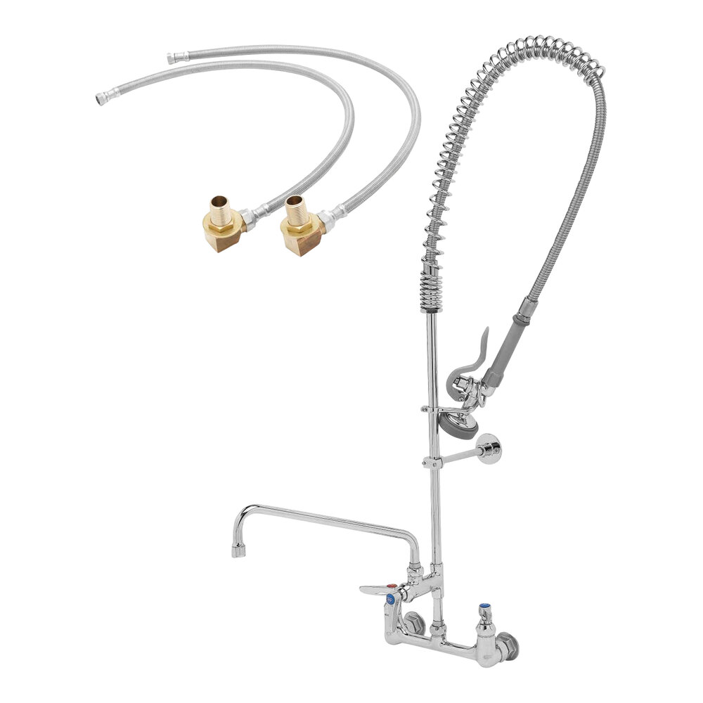 T&S B-0133-A12B-KIT EasyInstall Wall-Mounted Pre-Rinse Faucet Kit with ...