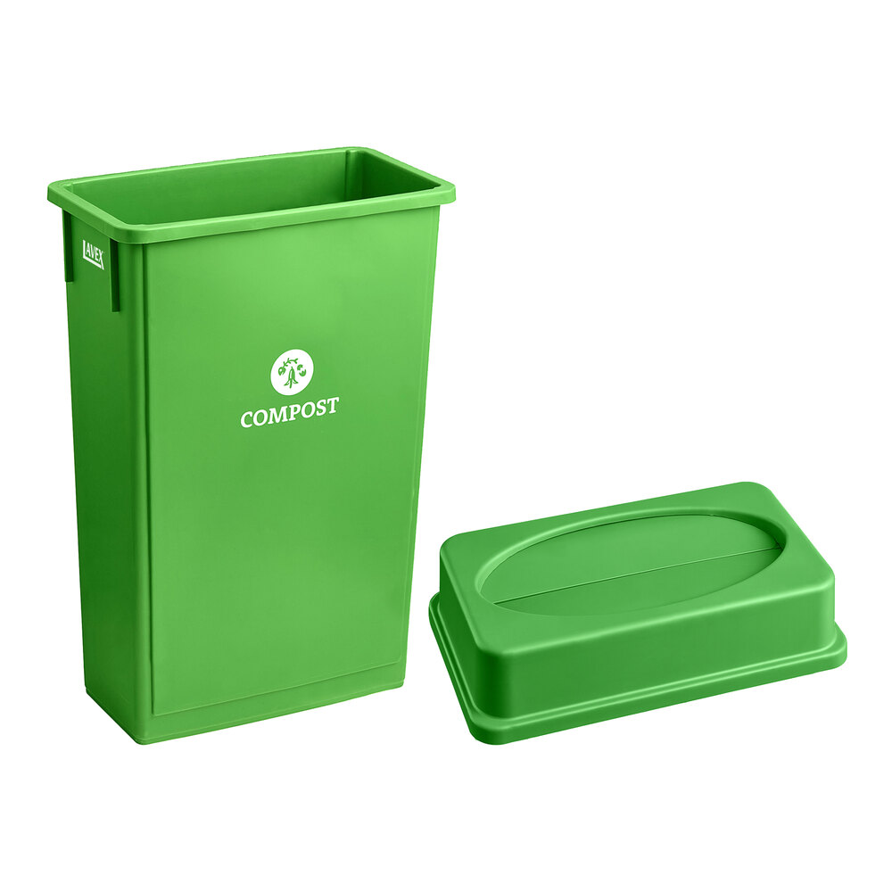 Lavex 23 Gallon Lime Green Slim Rectangular Compost Receptacle with ...