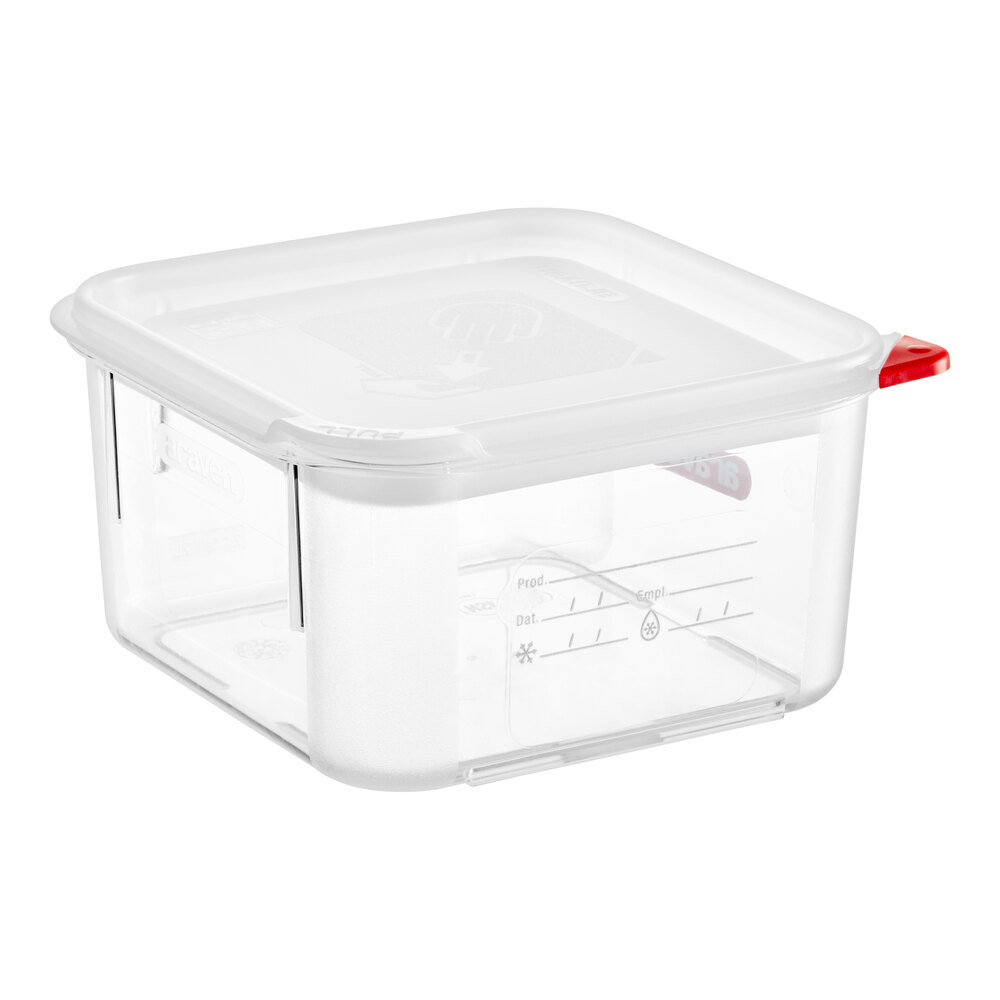 Araven 2.1 Qt. Clear Square Polycarbonate Food Storage Container with  Airtight Lid