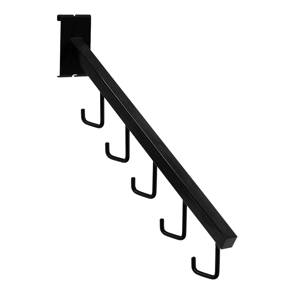 18" Black Steel Waterfall Hook with 5 JHooks for Grid & Go Displays
