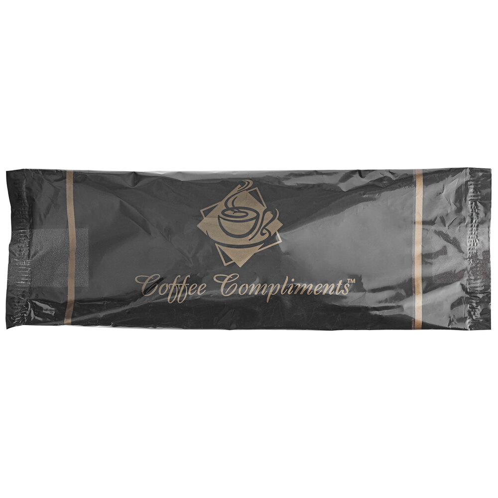 Double Serving Black & Gold Coffee Condiment Kit in Bulk