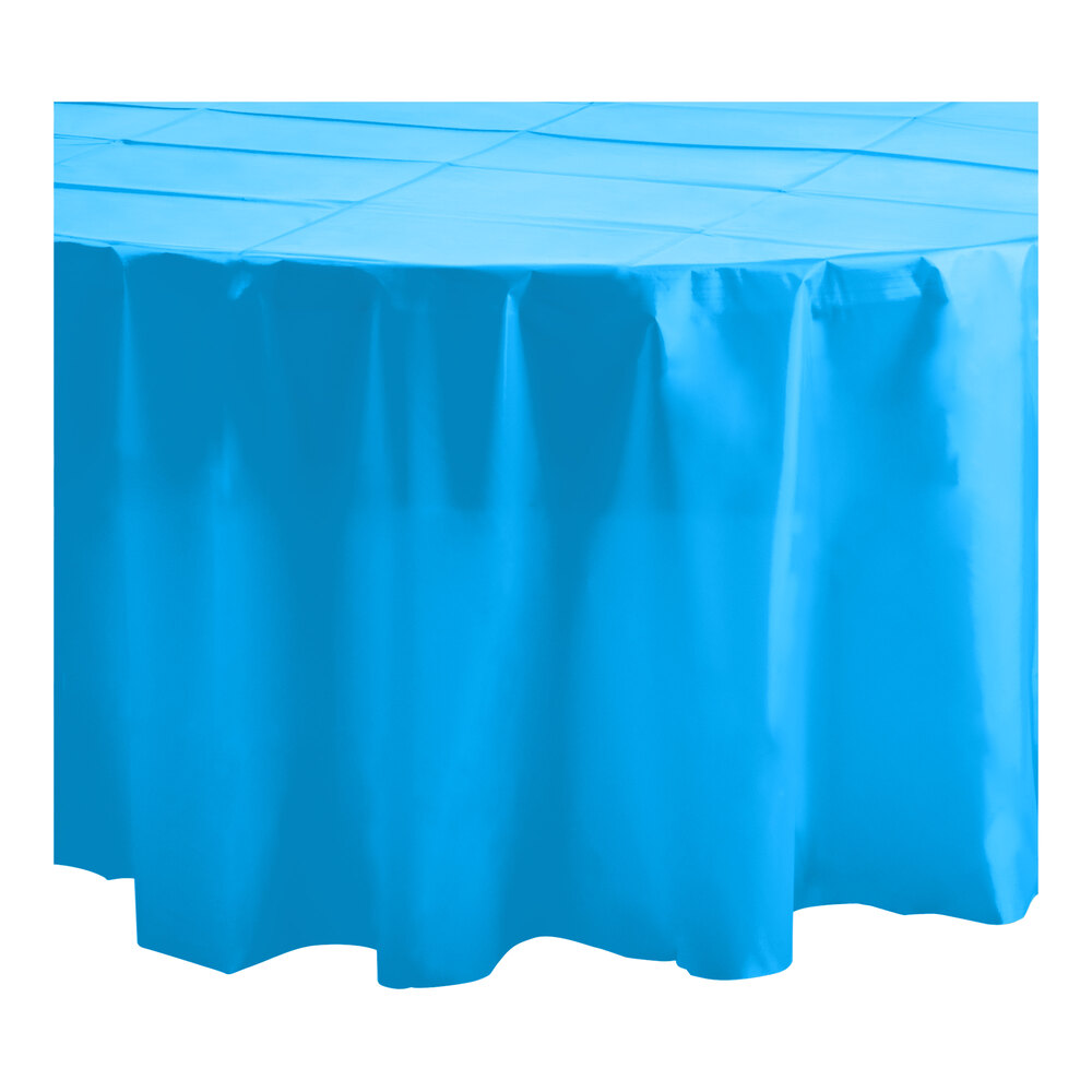 Table Mate 84" Blue Round Plastic Table Cover 24/Case