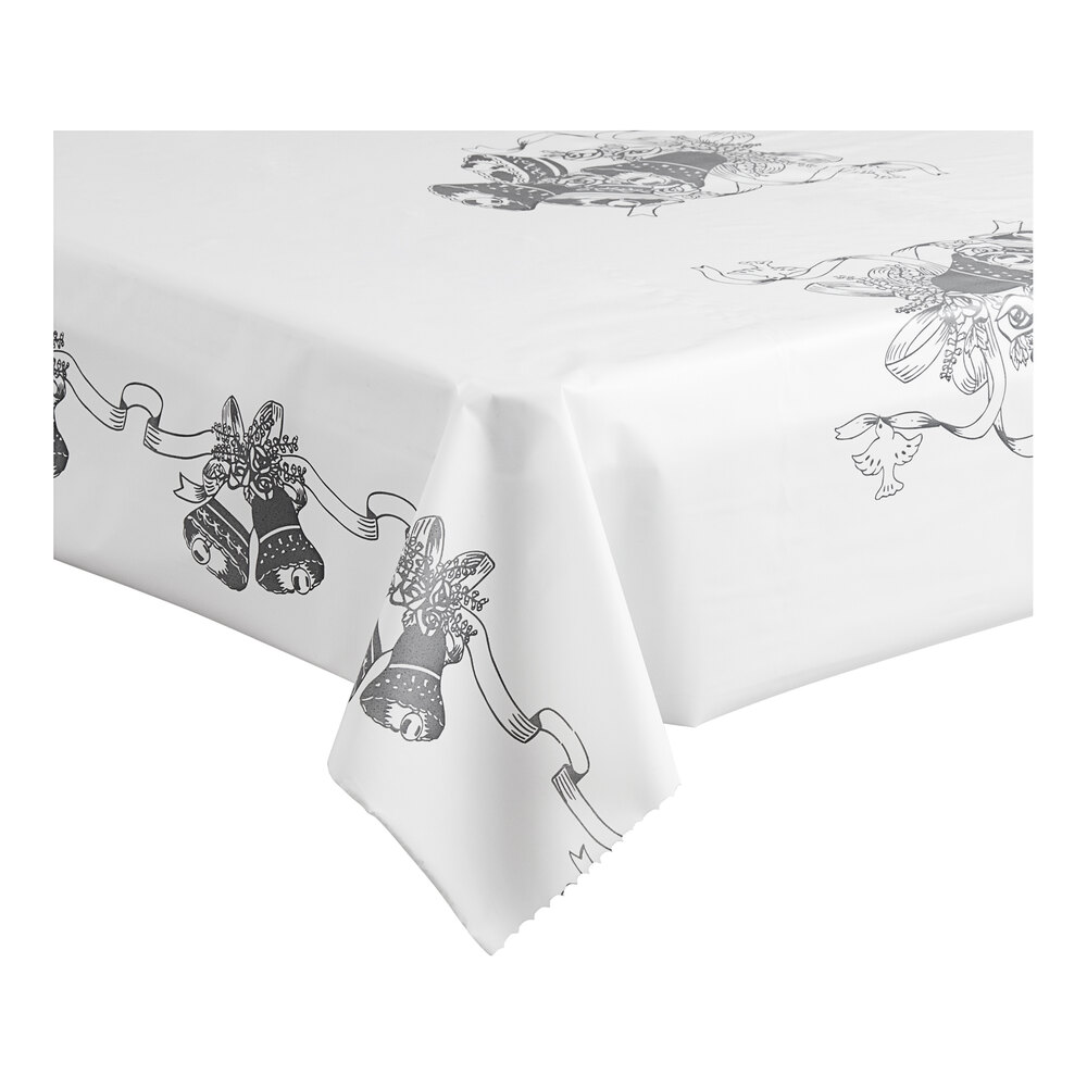 Table Mate 54" x 108" Wedding Bells Plastic Table Cover 24/Case