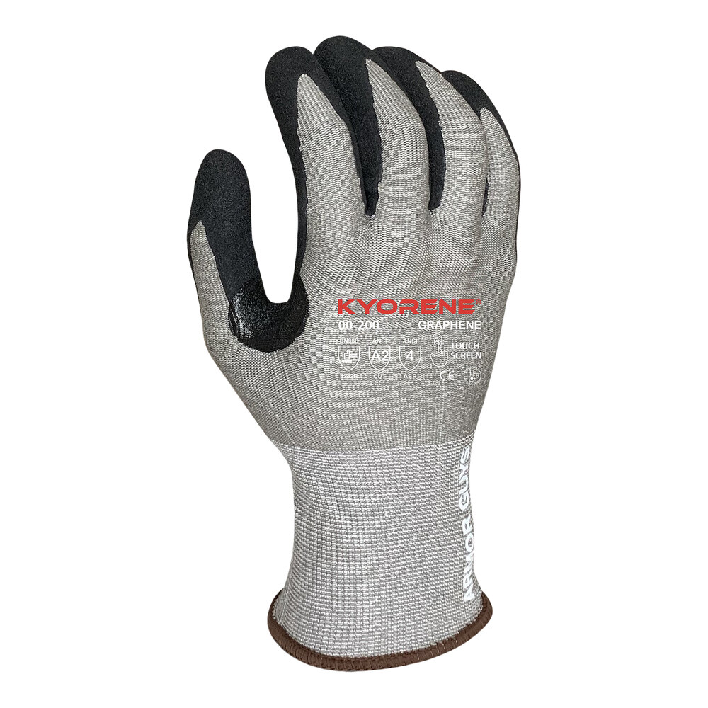 Armor Guys Kyorene 00-200-L Gray 15 Gauge A2 Graphene Gloves with Black ...