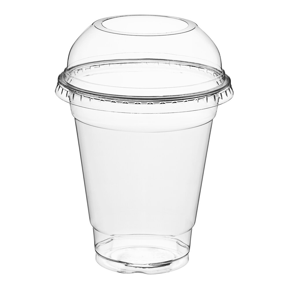 Choice 12 oz. Clear PET Plastic Cold Cup with Dome Lid with 2" Hole ...