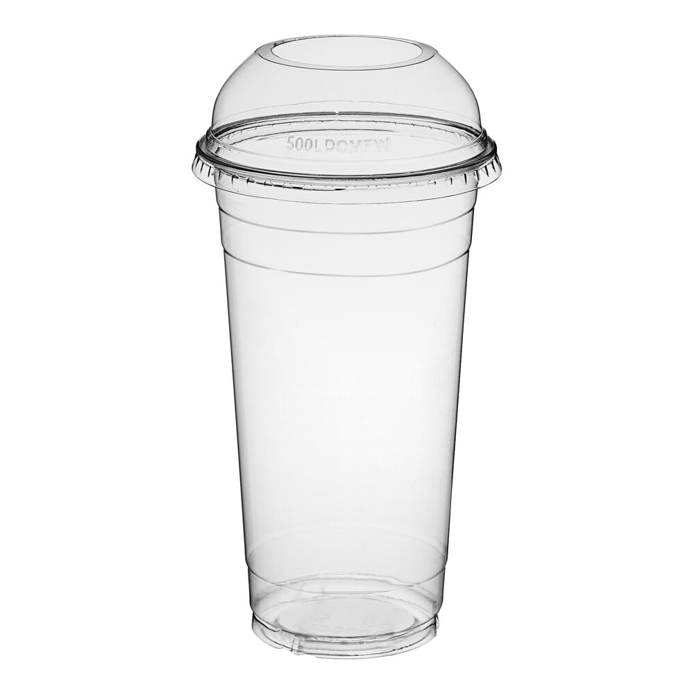 Choice 24 oz. Clear PET Plastic Cold Cup with Dome Lid with 2" Hole ...