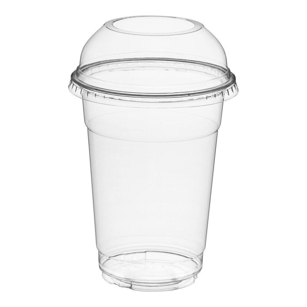 Choice 16 oz. Clear PET Plastic Cold Cup with Dome Lid with 2" Hole ...