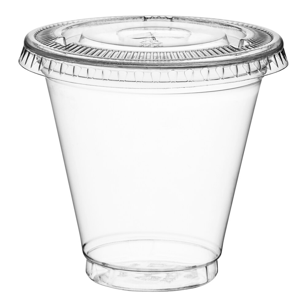 Choice 5 oz. Clear PET Plastic Cold Cup With Flat Lid 100/Pack