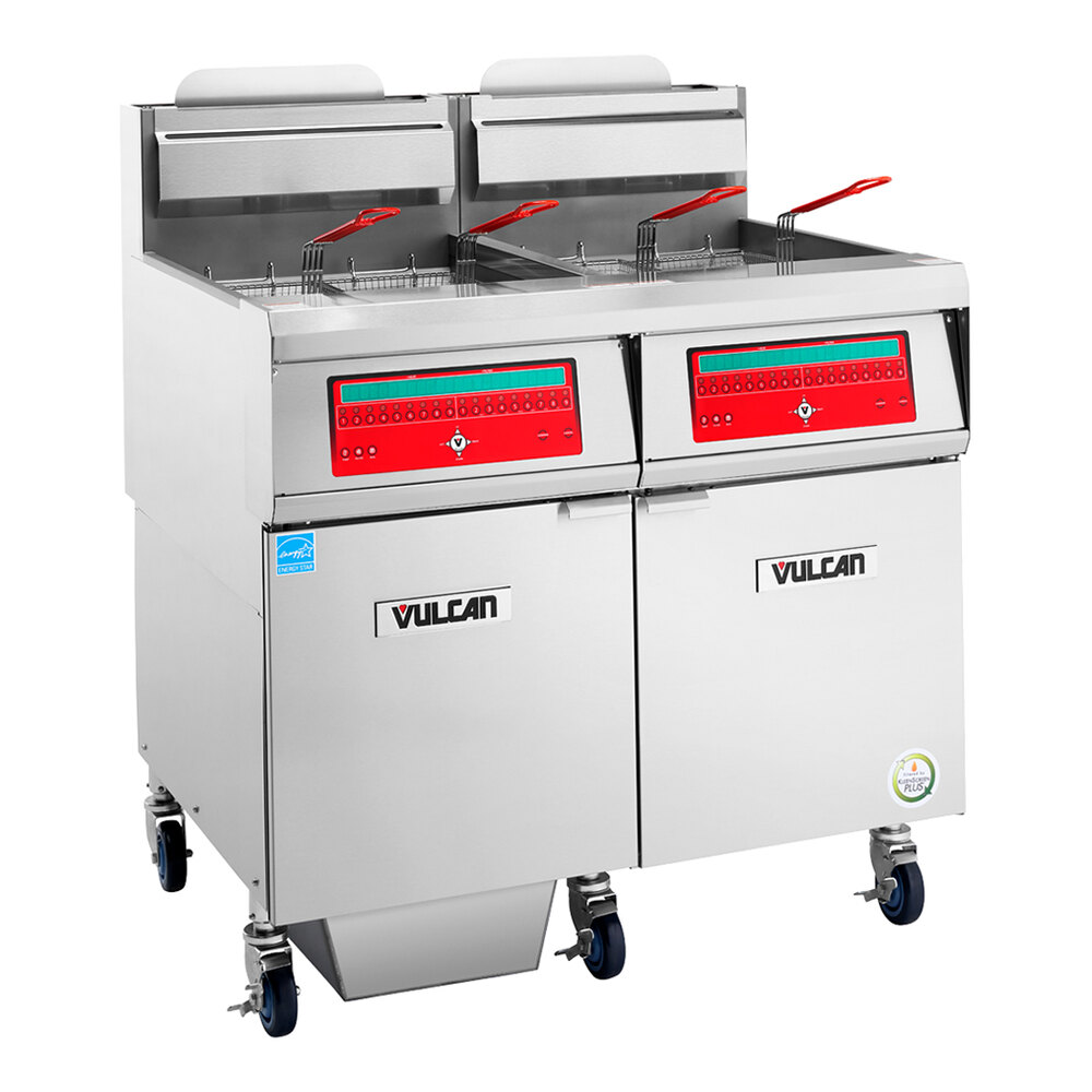 Vulcan 2VHG70CF-NAT QuickFry Series 140 lb. Natural Gas 2 Unit Floor ...