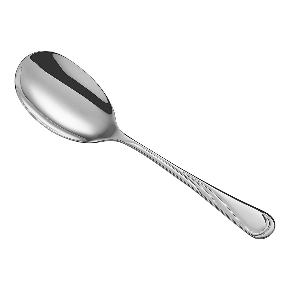Acopa Swirl 9 18/8 Stainless Steel Extra Heavy Weight Solid Serving Spoon