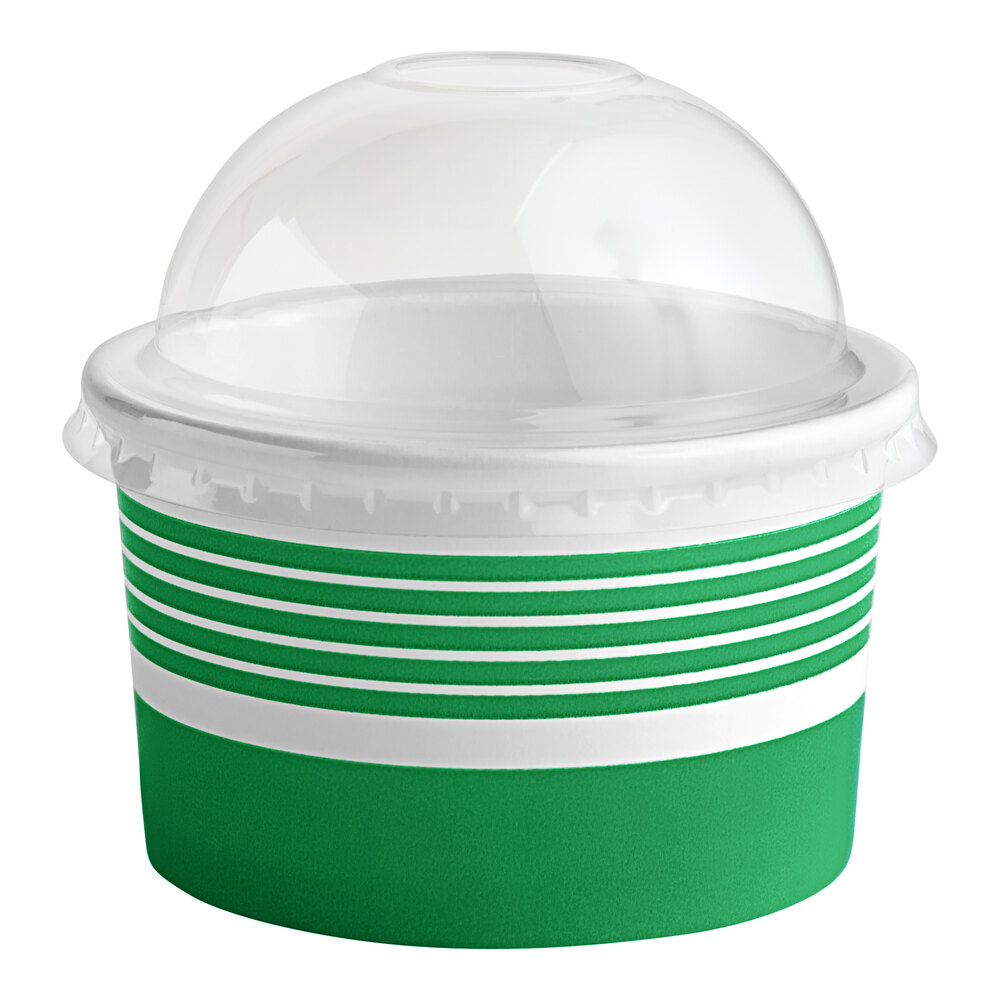 Choice 6 oz. Green Paper Frozen Yogurt / Food Cup with Dome Lid 50/Pack