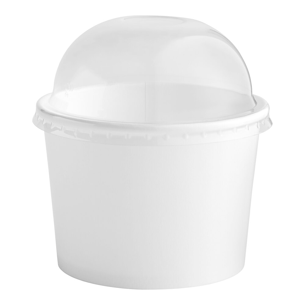 Choice 12 oz. White Paper Frozen Yogurt / Food Cup with Dome Lid 50/Pack