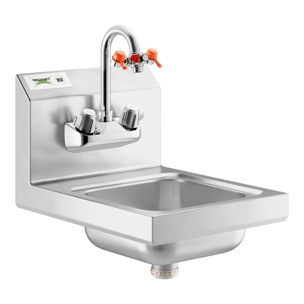 Regency 12 inch x 16 inch Wall Mounted Hand Sink with G1100 Eyewash Station