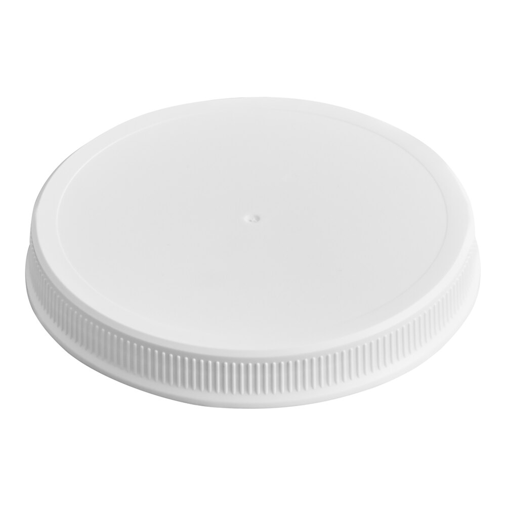 110/400 Unlined White Ribbed Plastic Cap - 100/Pack