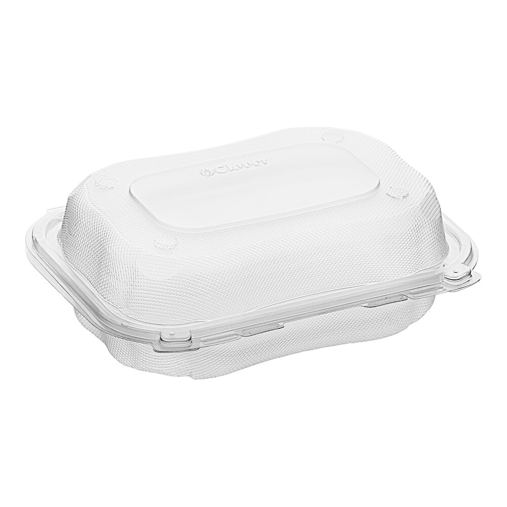 Genpak Clover 9" x 7" x 3" Microwavable Clear Plastic