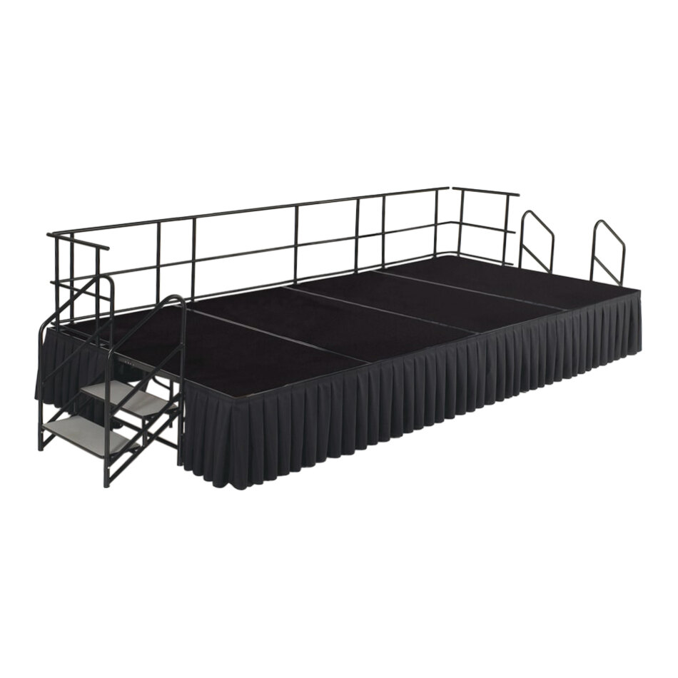 National Public Seating 8' x 16' Black Carpet Stage with Guardrails and ...