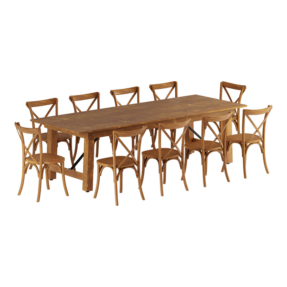 Lancaster Table & Seating Vineyard 9' Barrel Brown Wood Folding