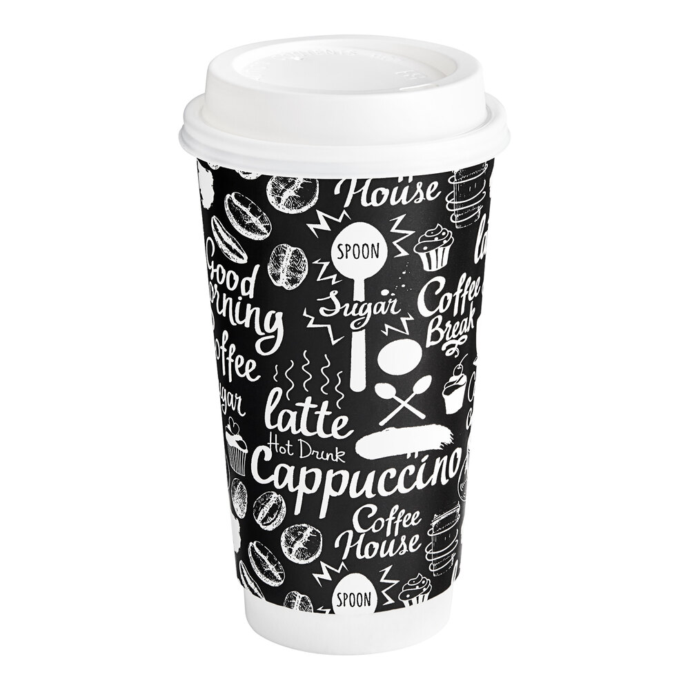 Choice 20 oz. Coffee Break Print Smooth Double Wall Paper Hot Cup and ...