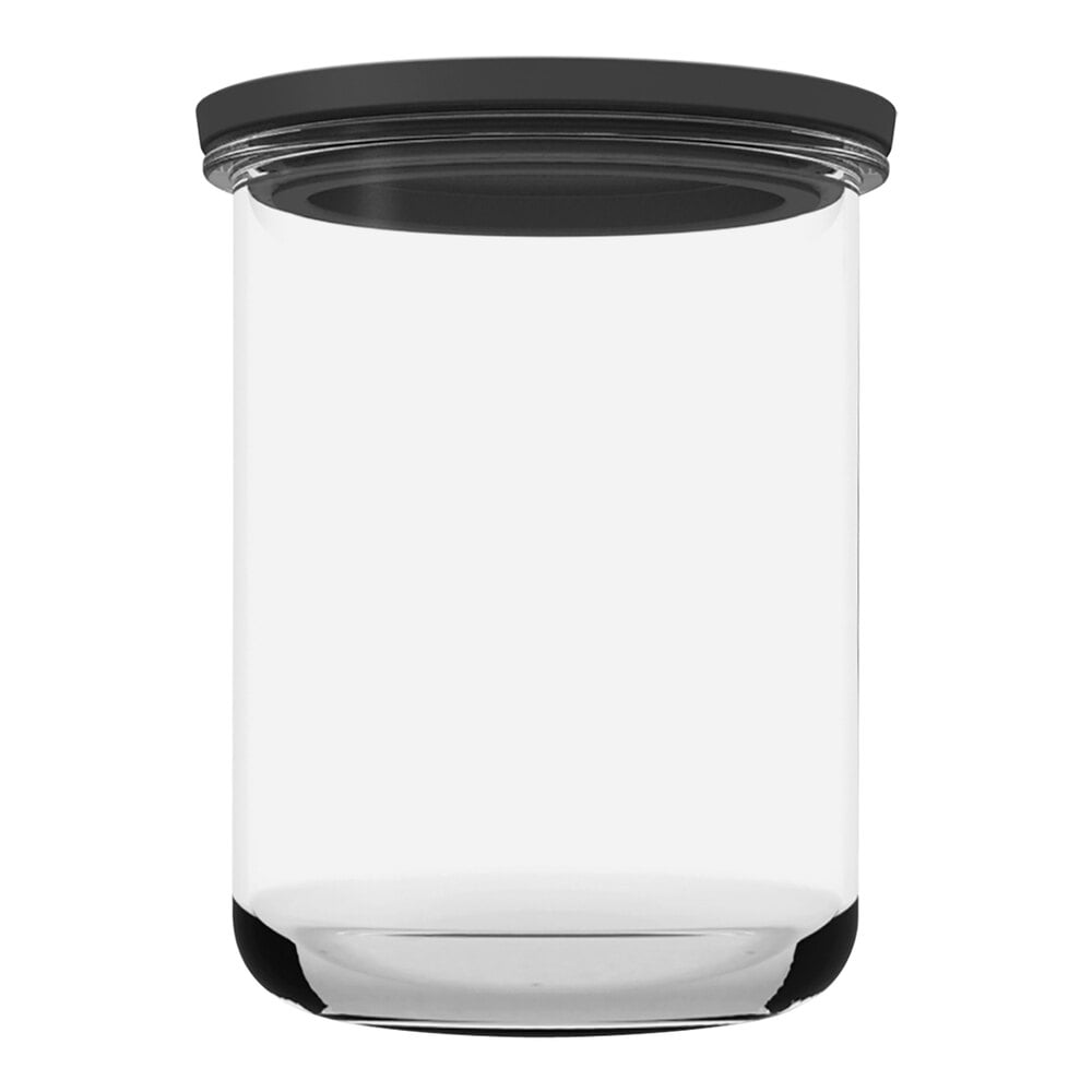 Anchor Hocking Goode 1 Gallon Stackable Glass Sundry Jar with Black Lid 13867 2/Case