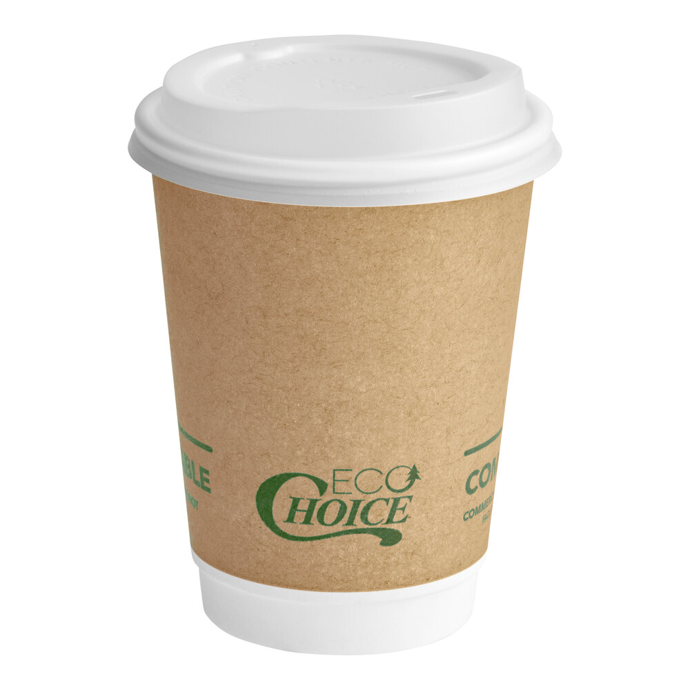 EcoChoice 12 oz. Smooth Double Wall Kraft Compostable Paper Hot Cup and ...