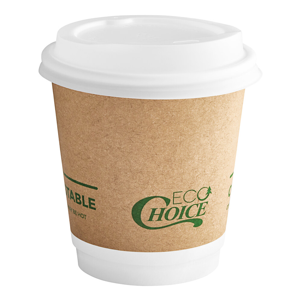EcoChoice 10 oz. Smooth Double Wall Kraft Compostable Paper Hot Cup and ...