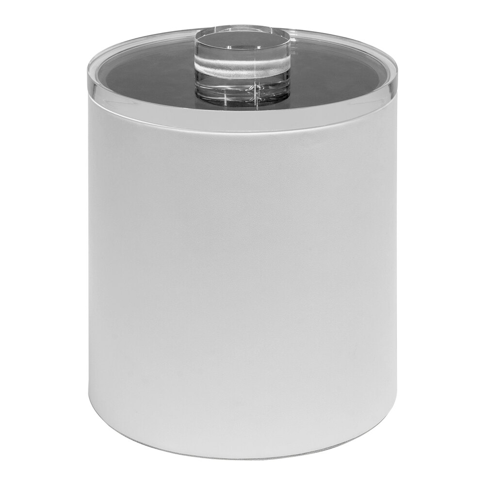 room360 London 2 Qt. White Faux Leather Ice Bucket with Acrylic Lid