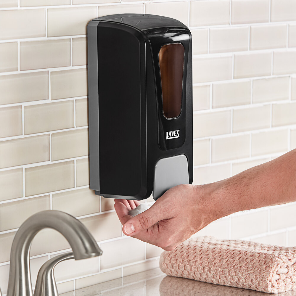 34 fl. oz. (1,000 mL) Black Manual Foaming Soap / Sanitizer Dispenser