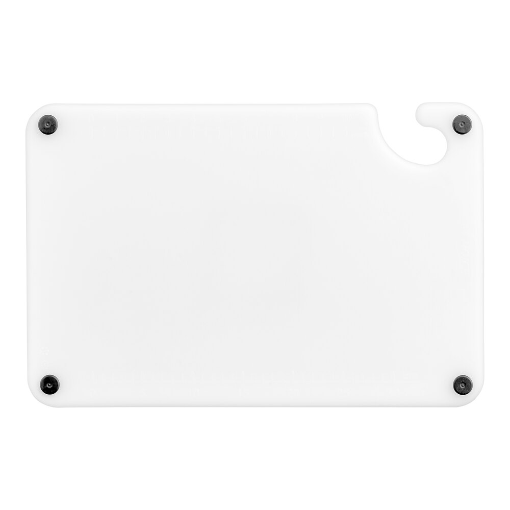 Choice 18 x 12 x 1/2 White Cutting Board with Grips, Hook, and Rulers