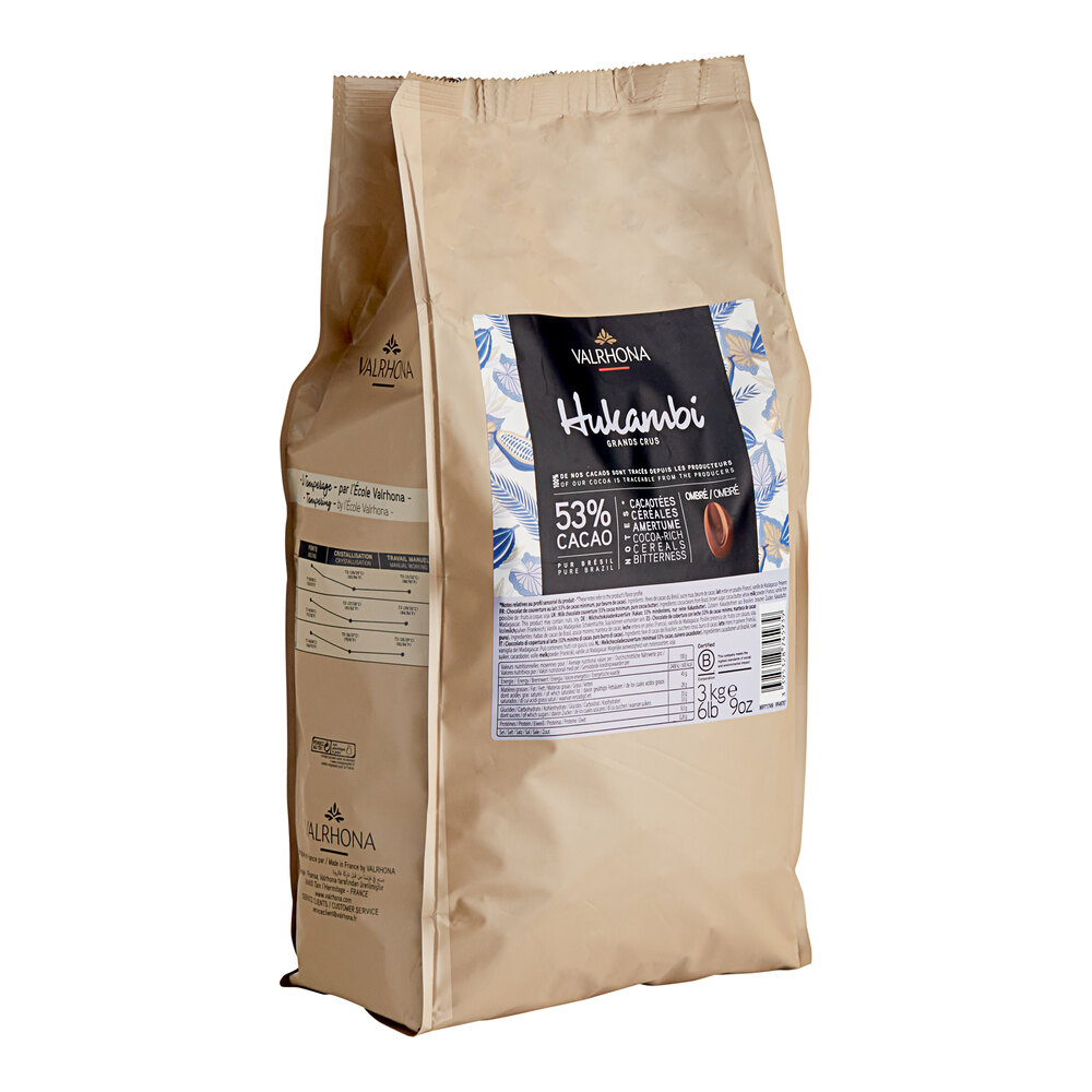 Valrhona Hukambi 53% Milk Chocolate Feve 6.6 lb. - 3/Case