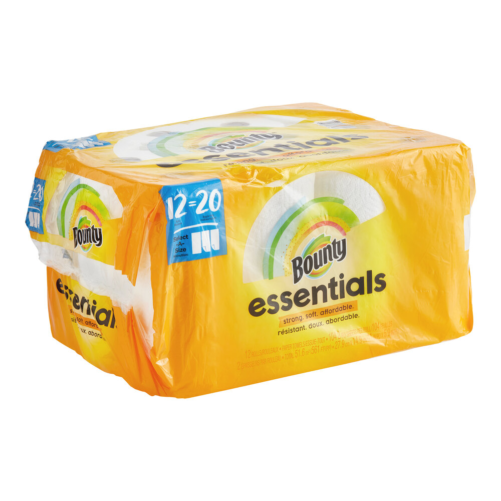 Bounty Essentials 2 Ply SelectaSize Paper Towel Roll, 104 Sheets