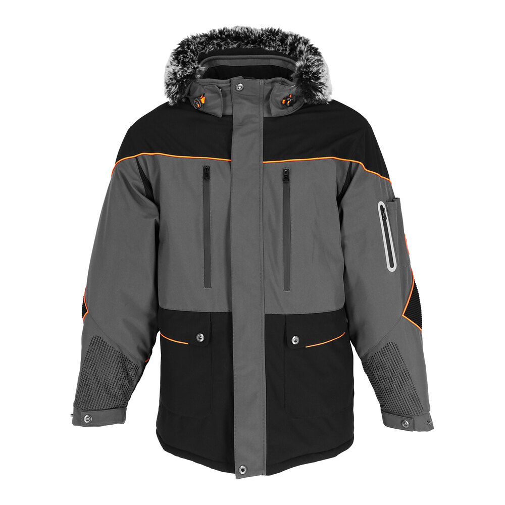 RefrigiWear PolarForce Black / Charcoal Parka Jacket 8340RBCHSML