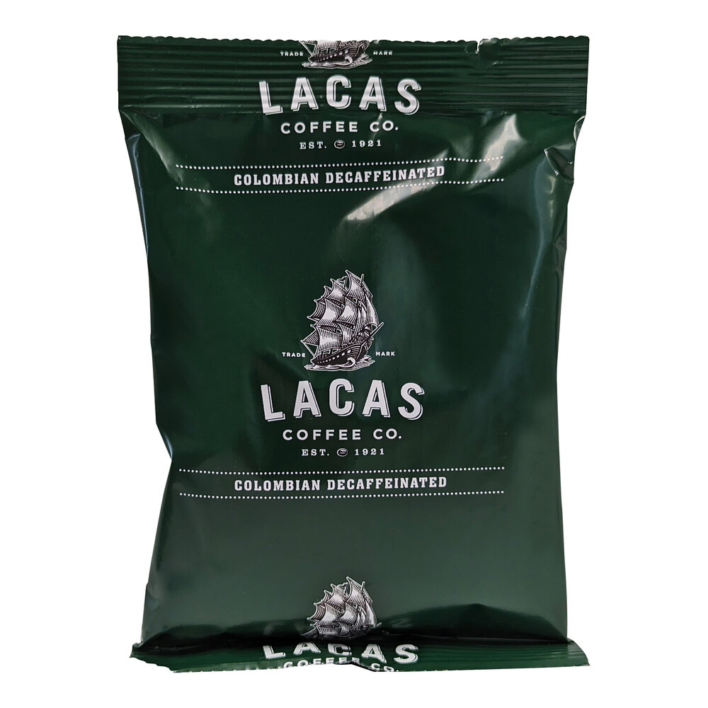 Lacas Coffee 100 Colombian Decaf Coffee Packet 2.5 oz. 42/Case